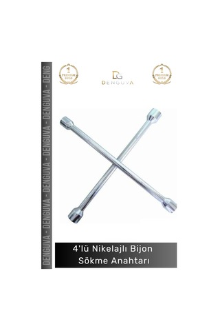 Bijonanahtarı Istavroz Çelik 17 19 21 22 Mm Dayanıklı Oto Lastik Ekipmanı 4'lü Nikelajlı Bijon Sökm
