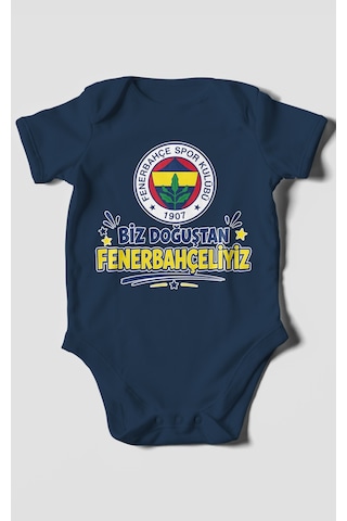 Morivokids Biz Doğuştan Fenerbahçeliyiz Kısa Kollu Bebek Body %100 Pamuk Lacivert