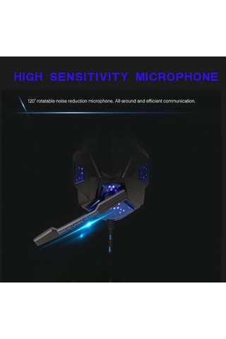 Moveevo Sy830mv Oyuncu Kulaklığı - Ayarlanabilir Mikrofon, Ses Kontrolü, Işıklı, Aux+usb Bağlantı, Siyah-mavi