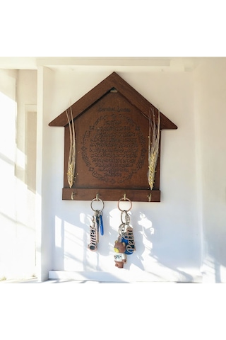 Pelince - Bereket Duası Anahtarlık - Anahtar Askılığı - Başaklı Model - 26.5 Cm Kahverengi