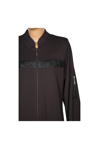 Hesna Kadın Pekay Petek Dokulu Derili Aksesuarlı Kahverengi Pardesü Kahverengi