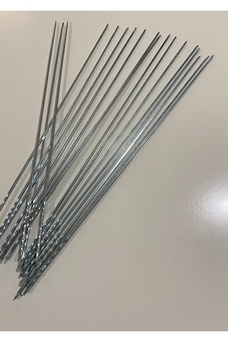 Mobilreyon-25 Adet Kare Ciğer Kuşbaşı Şişi Ve Şiş Kabı- Galvanizli Mangal Şiş Seti 50 Cm