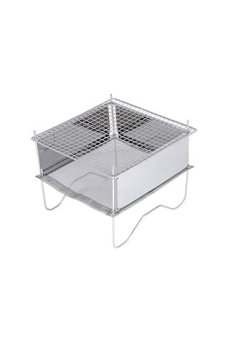 Taşınabilir Paslanmaz Çelik Barbekü Izgara Katlanır Kamp Sobası Odun Y Gümüş