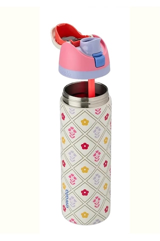 Owala 32 Oz 946 Ml Freesip Desenli Çift Katmanlı Paslanmaz Çelik Termos Kilitli Kapak Bej - Sarı