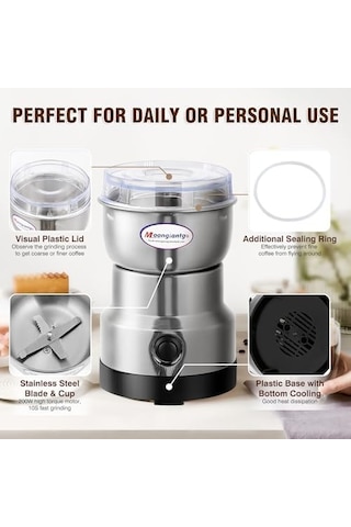 Mini Baharat Kahve Öğütücü Elektrikli 10s Hızlı Öğütücü Çok İşlevli Parçalama Makinesi Kuru Tahıl Değirmeni Baharat Tohumları Pirinç Çekirdeği Çeşniler İçin Gümüş, 110v Siyah