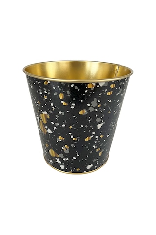 Metal Popcorn Kutusu - Patlamış Mısır Kovası 13.5 Cm, Terrazo Er149-1h Desenli