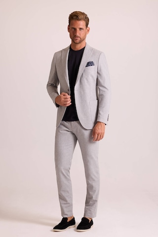 Ysf Erkek Gri Regular Fit Sivri Yaka Keten Takım Elbise Gri