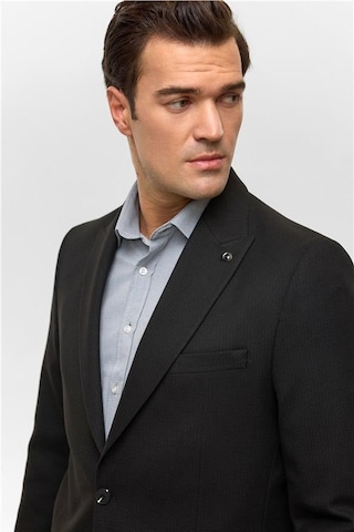 Siyah Regular Desenli Mono Yaka 6 Drop Ceket Siyah