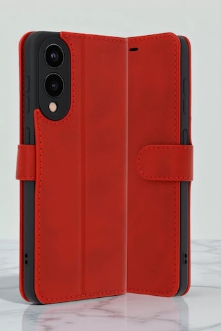 Newface Samsung Galaxy Uyumlu S25 Edge Trend S Plus - Kapaklı - Kılıf - Kırmızı