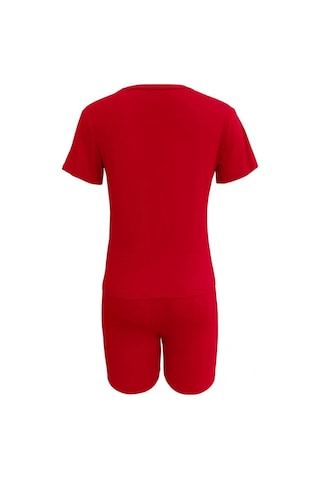 Soonaksesuar Kadın Kısa Kollu Çapa Baskılı Viskon Ikili Takım Kırmızı