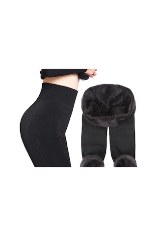 Kadın İçi Peluş Kışlık Termal Tayt İçlik Siyah 001