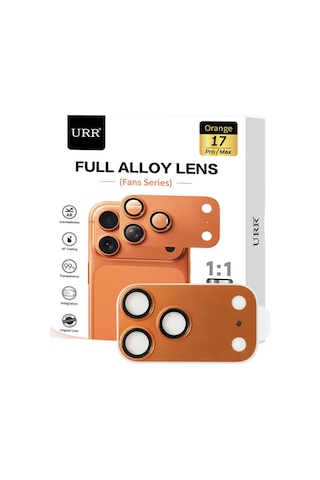 Urr Apple Uyumlu iPhone 17 Pro Fans Series Full Alloy Kamera Lens Koruyucu Turuncu