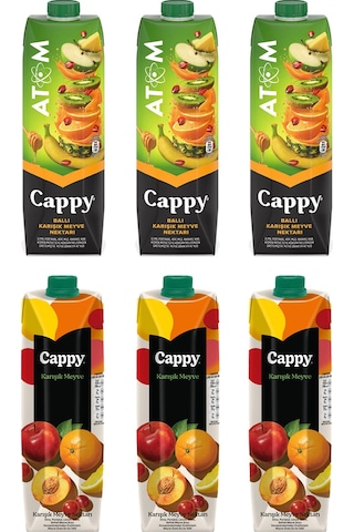 Cappy Atom Ve Karışık Meyve Suyu 1 Lt 6 Lı Karma Paket