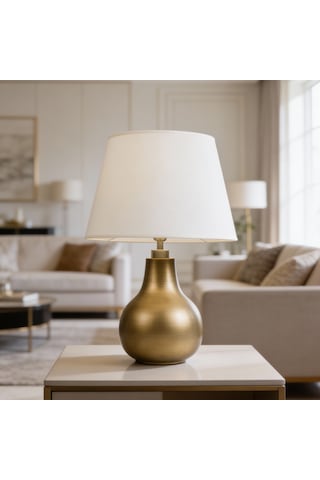 Vera Krem Başlıklı Eskitme Gold Modern Abajur Eskitme Altın