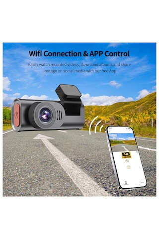 4k Wifi Araç Kamerası Geri Görüş Kameralı Gece Görüşlü Araç İçi Kamera Güvenlik Kayıt Cihazı