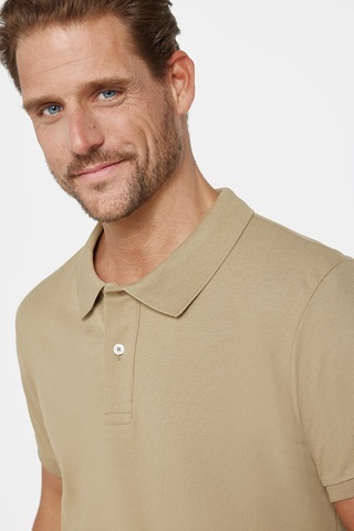 Tudors Erkek Slim Fit Dar Kesim %100 Pamuk Düz Pike Kahverengi Polo Yaka Tişört-30576 Kahverengi