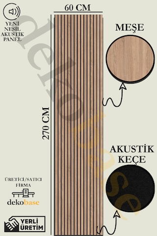 Meşe 60x270 Yeni Nesil Akustik Ahşap Duvar Paneli