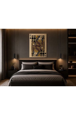 Queen Of Spades İskambil Temalı Modern Kanvas Tablo Siyah Gold Lüks Duvar Dekoru Poker & Casino Konsept Premium Canvas Art