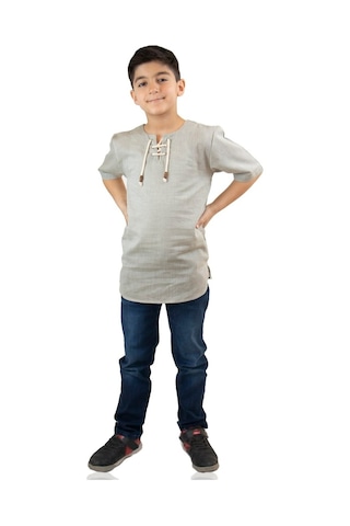 Eliş Şile Bezi Kısa Kol Şile Bezi Zımbalı Erkek Çocuk Tshirt Taş 3031