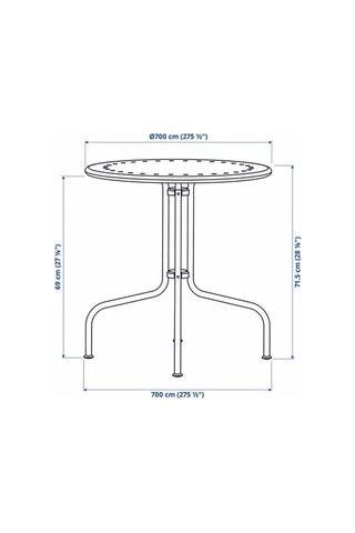 Yuvarlak Balkon-bahçe Masası Gri, Meridyendukkan 70 Cm Lackö Masa 2-4 Kişilik Metal Çok Renkli