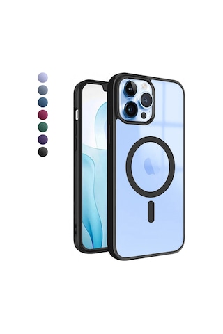 Apple Uyumlu iPhone 13 Pro Max Magsafe Özellikli Renkli Clear Case Kapak