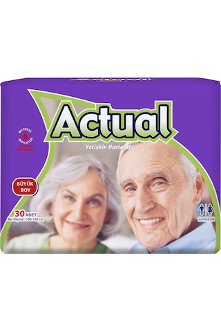 Actual Yetişkin Hasta Bezi Bel Bantlı L-Büyük 60 Adet (2Pk*30)