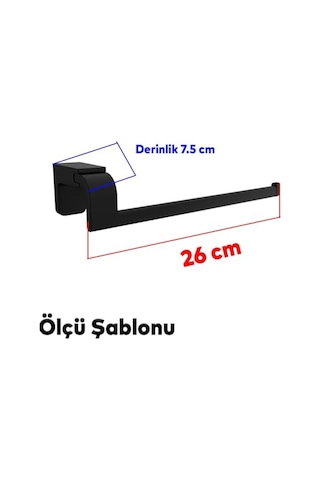 Banyo Lavabo Mutfak Aparat Uzun Kağıt Havluluk Standı Kağıtlık 26 Cm Paslanmaz Metal Sağlam Siyah Genel