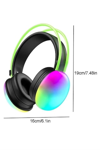 Mey İthalat Rgb Işıklı Yüksek Ses Kaliteli Kablosuz Kulak Üstü Bluetooth Kulaklık