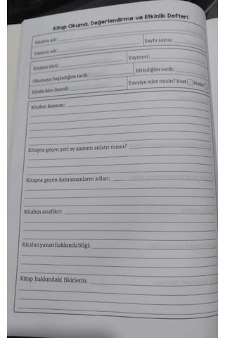 Kitap Okuma Değerlendirme Ve Etkinlik Defteri A4 Boy 64 Sayfa 1 Adet Sarı