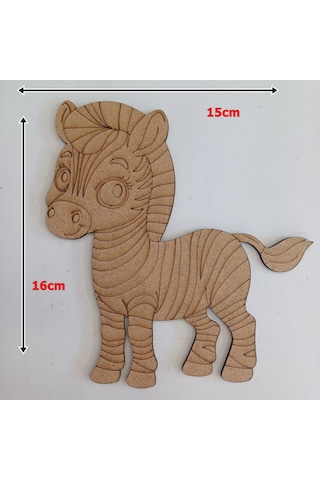 Boyanabilir Ahşap Zebra Figürü 16x15 Cm 10 Adet