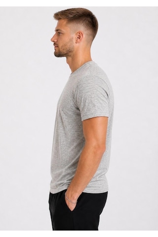 Axxel Erkek Kahve Melanj Kısa Kollu Pamuk T-shirt-d405 Kahverengi Melanj