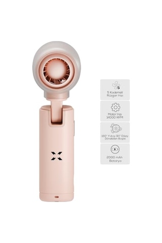 Xenon Smart El Vantilatörü Taşınabilir 14000 Rpm 7 Saat Şarjlı 5 Kademe Mini Fan X6101 Pembe