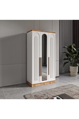 Flora 3 Kapaklı Komple Mdf Aynalı Gardırop - Elbise Dolabı