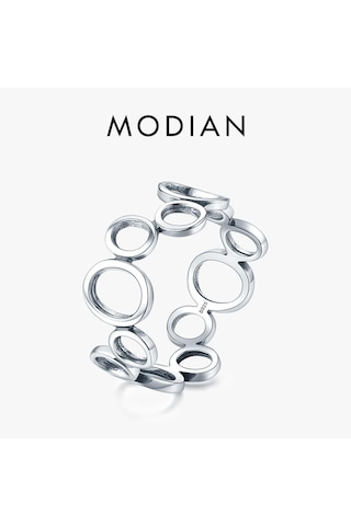 Modian 925 Ayar Gümüş Düzensiz Yuvarlak Parmak Yüzük Moda Parti Aksesuarları Kadınlar Için Güzel Bildirimi Takı Hediye 9 Gümüş