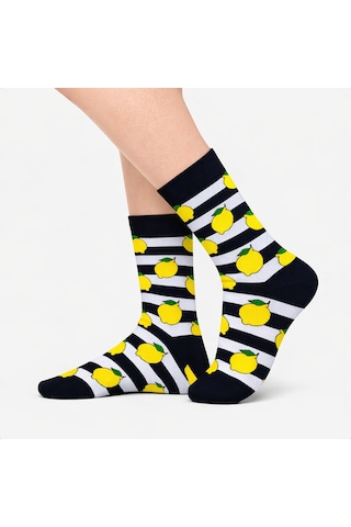 Carnaval Socks Şeritli Limon Desenli Renkli Çorap Çok Renkli