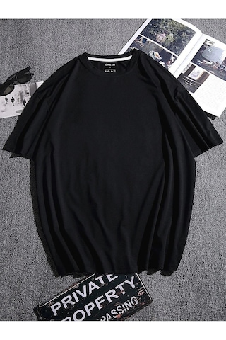 Erkek Siyah Oversize Tokyo Baskılı T-shirt Siyah