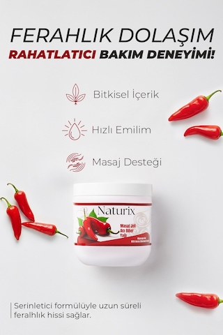 Naturix Paprika & Chili Biber Balsamı Masaj Jeli 3'lü Eko Paket - 500 Ml