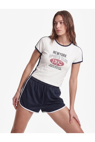 Koton Beli Bağcıklı Rahat Kalıp Biyeli Spor Mini Şort Lacivert 6sak40436nk