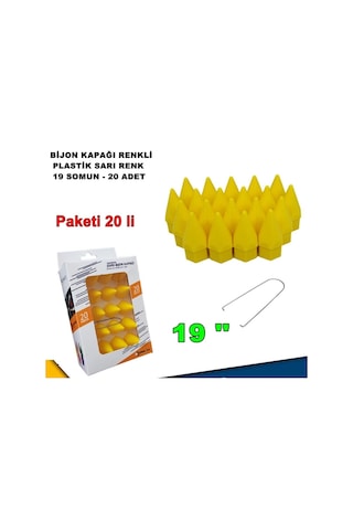 Sivri Mermi Tip Bijon Kapağı Plastik Sarı Renk 19 Mm Bijon Uyumlu 20 Adet