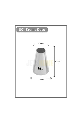 801 Yuvarlak Desen Krema Duyu Büyük Boy Pasta Duyu Paslanmaz Çelik Krema Torbası Ucu 2.4x6.5x4.5 Cm Metalik Gri