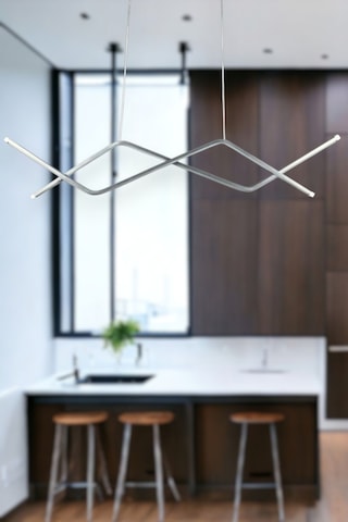 Utku Modern Tasarım Gri Renk Yemek Masası Üstü - Mutfak - Salon Beyaz Led 2 Li Avize Gri