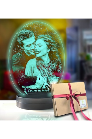 Kişiye Özel Oval Fotoğraflı 3d Model Led Gece Lamba