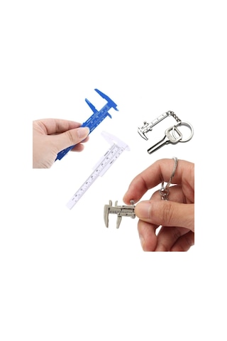Depolife 80mm Plastik Kumpas Ve Metal Mini Anahtarlık Kumpas Seti Kalınlık Ölçer Kompratör 2li Set Genel