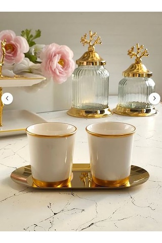 Fine Living Golden Mug Set -3 Parça Beyaz