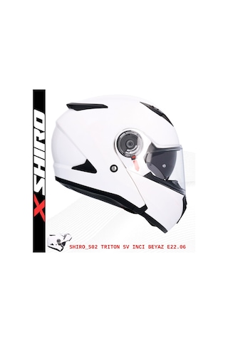 Shiro Flip Up Triton M.C Motosiklet Kaskı İnci Beyazı Shiro Flip Up Triton M.C Motosiklet Kaskı İnci Beyazı