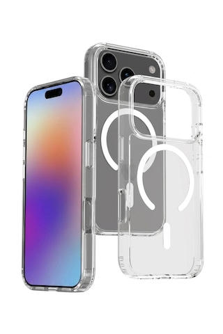 Apple iPhone Uyumlu 17 Pro Magsafe Özellikli Şeffaf Iq Silikon Kılıf Şeffaf