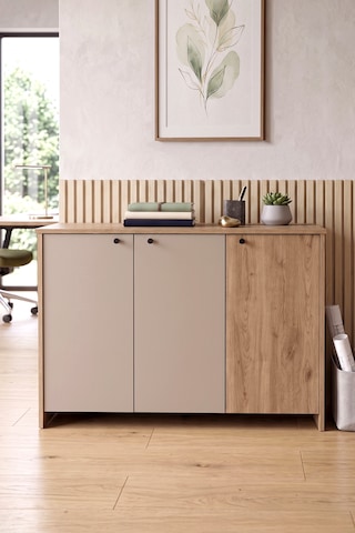 Robin Home Opus 120x40 Cm Ofis Dolabı Klasör Dolabı Konsol Çok Amaçlı Dolap Sepet-kumsal Kahverengi