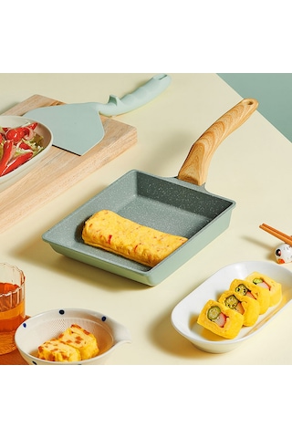 Mufunye Ahşap Desenli Çok Amaçlı Yapışmaz Tava - Yumurta, Omlet Ve Pancake İçin İdeal, Gazlı Ve İndüksiyon Ocaklarında Kullanılabilir Çok Renkli