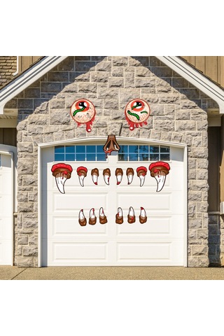 Yunboo Kahverengi Pvc Halloween Korku Göz Dişli Dekoratif Sticker - Dayanıklı Araba Bagaj Garaj Dekoru