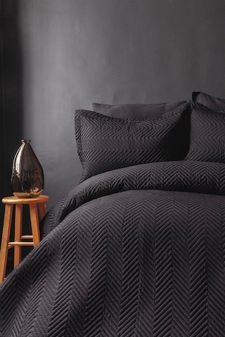 Simply Çift Kişilik Yatak Örtüsü Set Antrasit